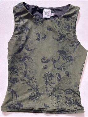 Princess Polly Olive & Black Paisley Print Tank